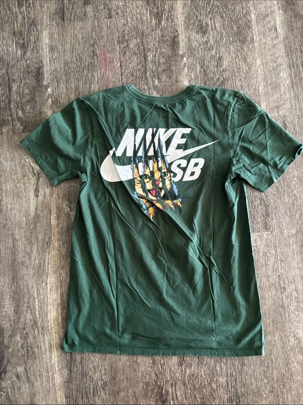 Nike Dark Green Short Sleeve Tee with Orange Cat Patch